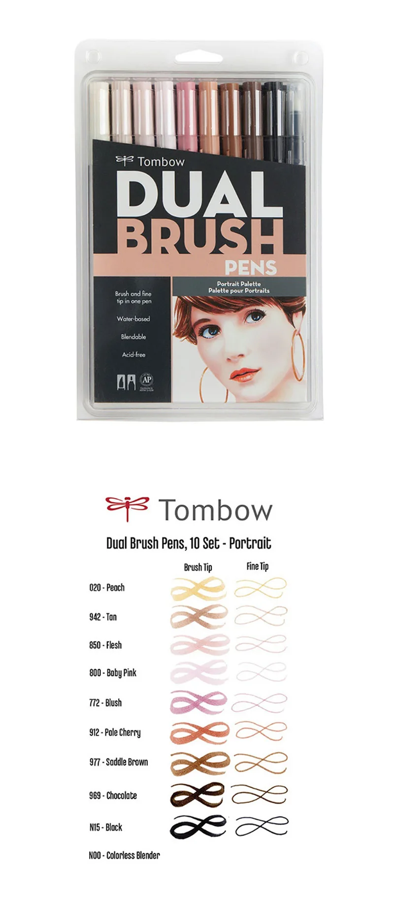 10 шт./компл. TOMBOW AB-T каллиграфическая ручка комплект с двойной головкой маркеры цвет ручки мягкая кисть для рисования выдвижения товары для рукоделия