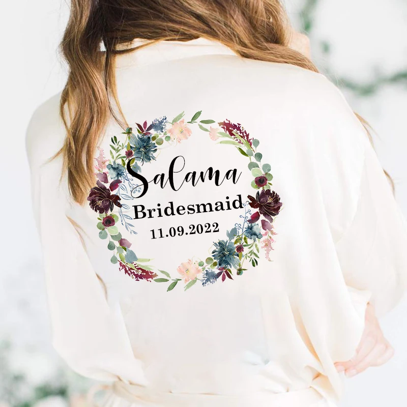 

Personalized Custom Name Flower Print Bridal Party Robes Bridesmaid Robes gift Wedding Bride Team Robes