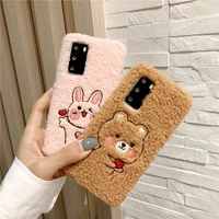 cute rabbit bear phone case for oneplus z nord 8 7 6 5 3 soft silicone cases for one plus 7t 6t 5t 3t plush fur protection cover