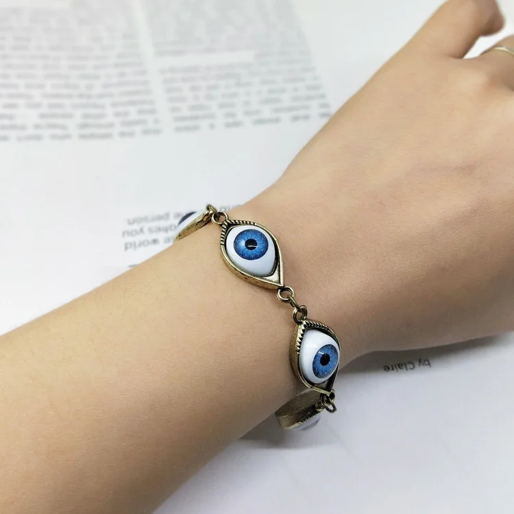 Винтажный Бронзовый турецкий дьявол Evil Eyes браслет кулон Панк подвеска в стиле