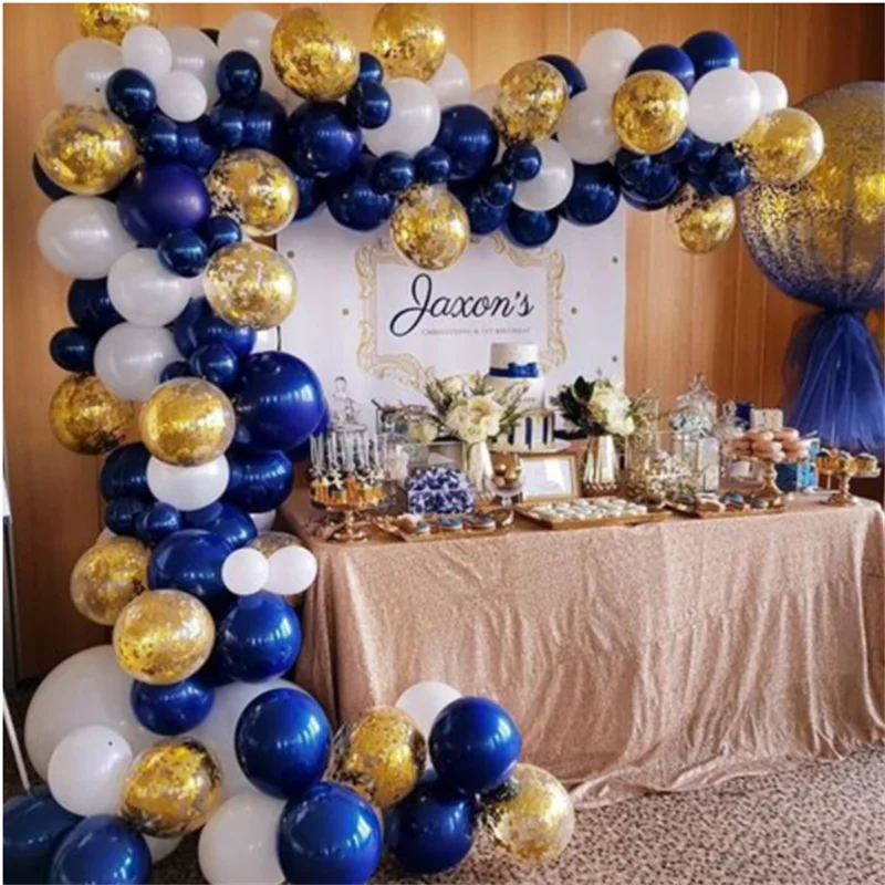 

102 шт./лот набор воздушных шаров из темно-синего золота с металлическим блеском Свадебные Аксессуары декор для дня рождения Макарон латексн...