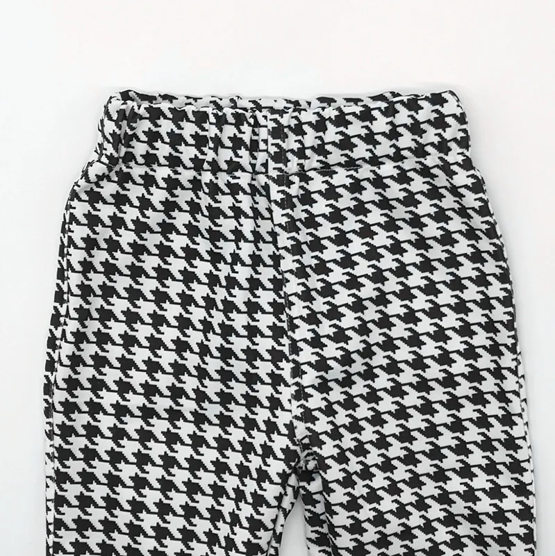 Леггинсы для девочек с рисунком гусиные лапки Классические обтягивающие