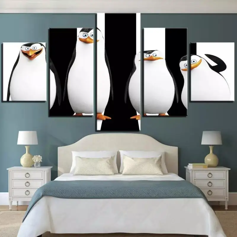 Мультяшный милый минималистичный плакат с животными Полярный Пингвин черный