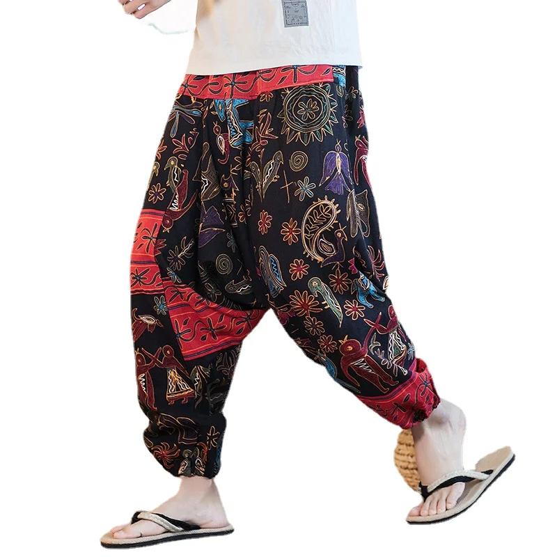 Лето 2021 мужские брюки в китайском стиле широкие штаны хлопковые и льняные крутые