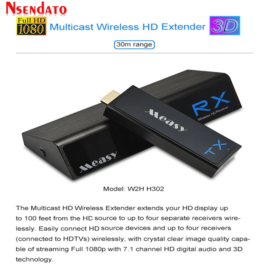Measy W2H H302 беспроводной HD удлинитель передачи 1 в 4 Выход Wifi Видео Аудио Дисплей