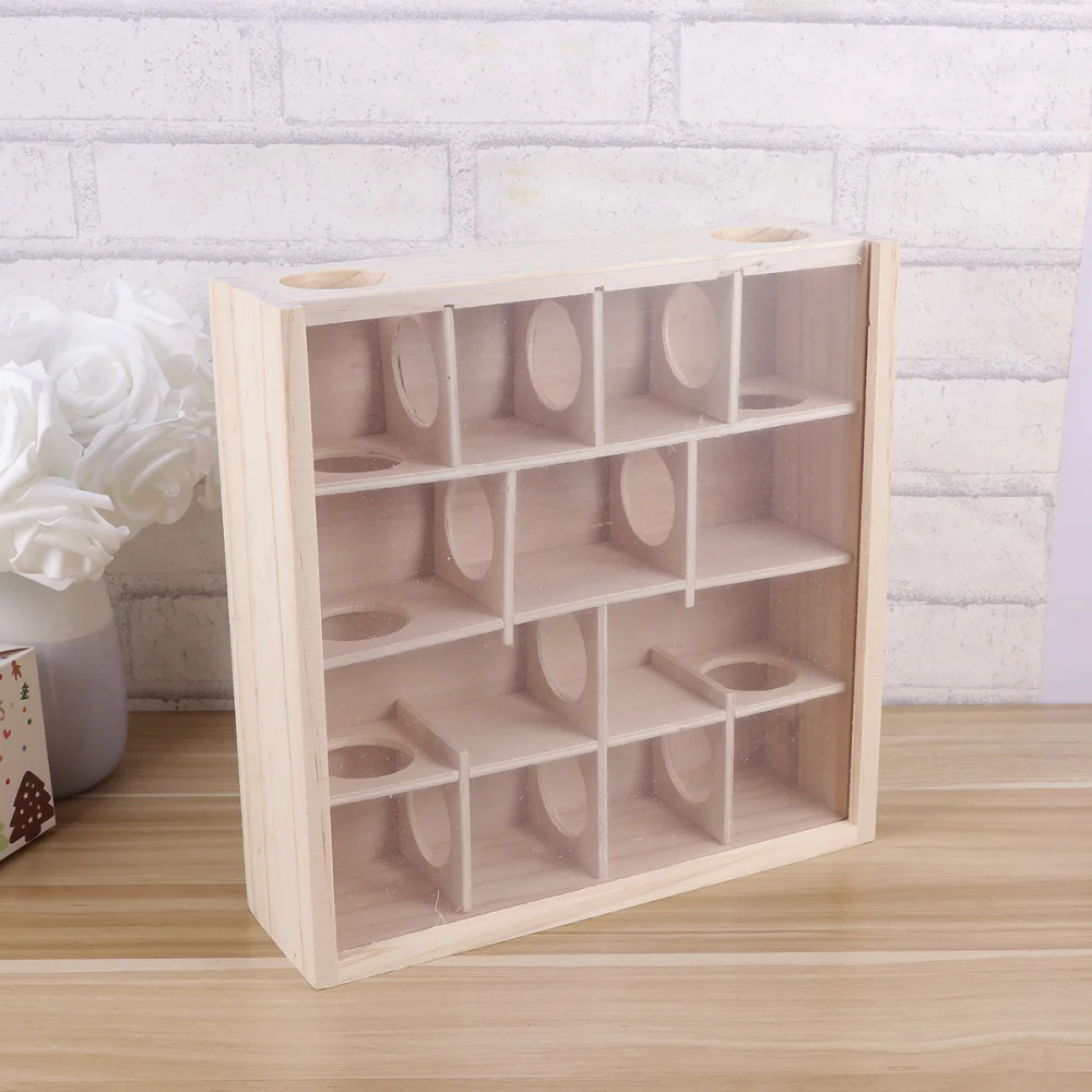 

Wooden Maze Tunnel with Glass Cover Small Pet Animals Activity Sport Hamster Play Toys Maze Tunnel Rat Wooden Funny To