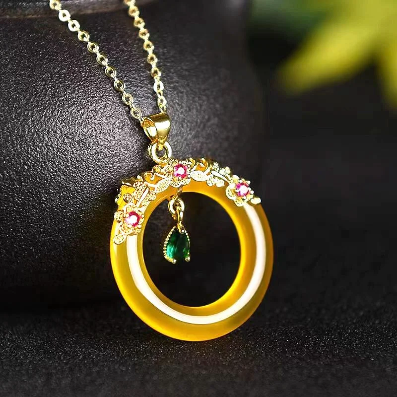 

Горячая Распродажа натуральный желтый халцедон с ручной резьбой pingan пряжка ожерелье кулон Модные ювелирные изделия для мужчин женщин Пода...