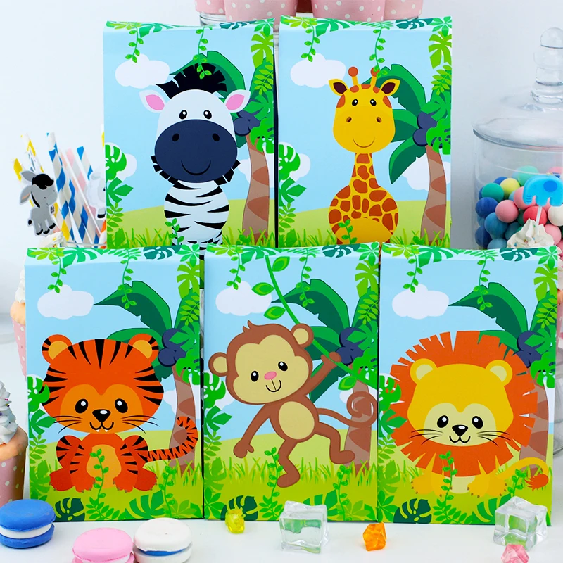 

Gift Bag Favor Box Paper Kids Treat Packing Mermaid Constrction Farm Animal Safari Donut Shark Astronauts Candy Birthday Party