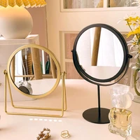 european style round wrought iron single sided desktop makeup mirror bathroom mirror portable girl desktop dressing table mirror