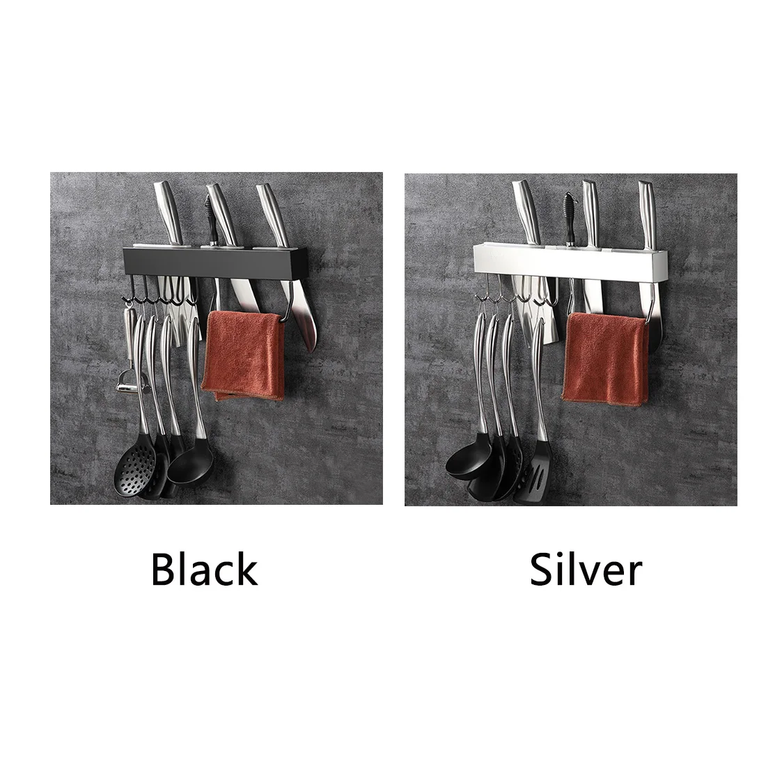 

Easy Install Storage Durable Accessories Cutter Slot Slice Wall Mounted Hook Punching Free Stainless Steel Pot Kitchen Racks