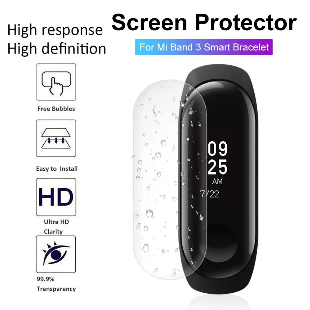 Мягкая Ультрапрозрачная защитная пленка из ТПУ с защитой от царапин для Xiaomi Mi Band 3