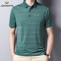 johmuvve new fashion polo shirt men cotton lapel puppy embroidered t shirt formal wear office casual business short sleeve