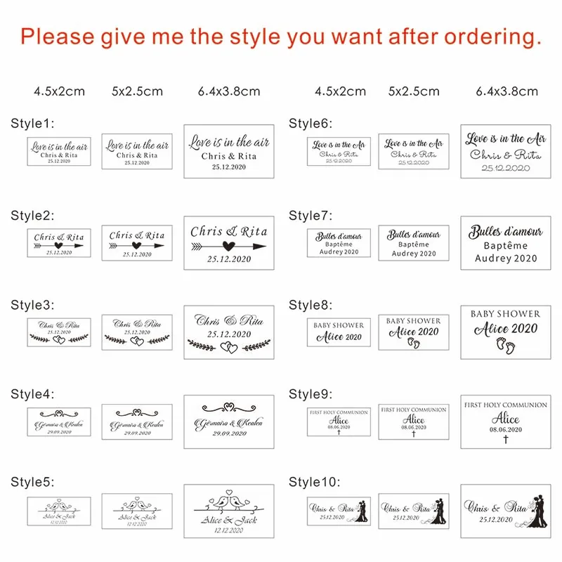 50 шт. персонализированные свадебные этикетки с пузырьками прозрачная этикетка