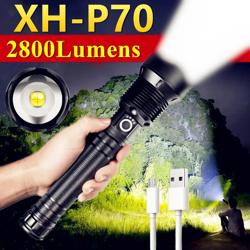 

CREE XHP70 Zoomable USB Charging LED Flashlight Outdoor Hunting High Power Tactical Torch Camping Waterproof Powerful lantern