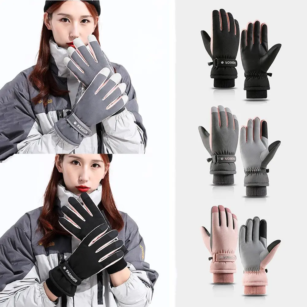 

1Pair Women Ski Gloves Ridding Touch Screen Gloves Warm Winter Thicken Waterproof Accessories For Running Outdoor Sports