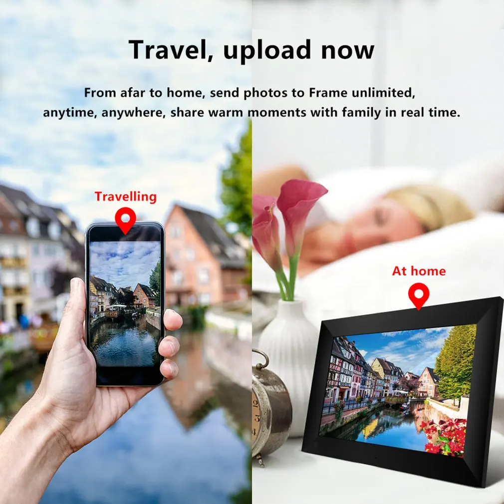 Новая цифровая фоторамка P100 с Wi Fi 10 1 дюйма сенсорный экран 1280x800 IPS 16 ГБ умная