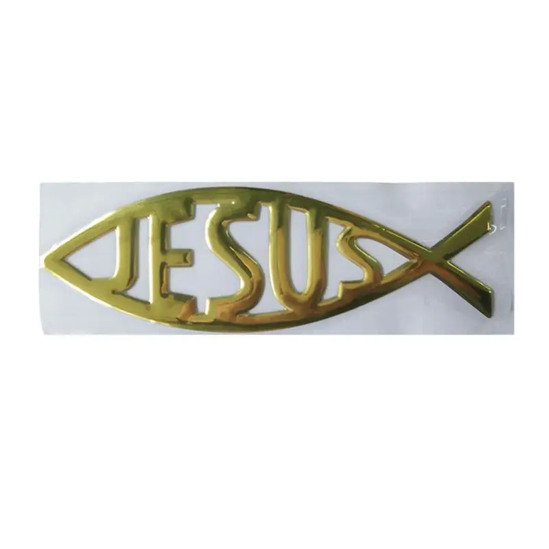 

Jesus Fish 3D Car sticker Soft PVC Chromed Emblem Badge Car Styling Decoration Waterproof Decal Christian Decal Sticker