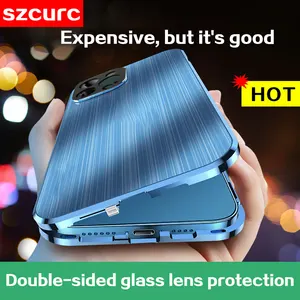 for iphone 13 pro max phone case 12 new all inclusive lens anti fall high end luxury new metal drawing protective cover magnetic free global shipping