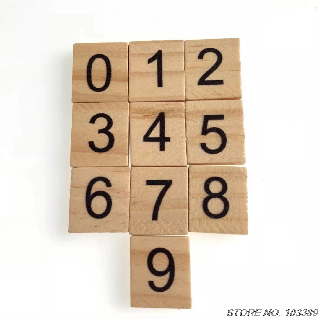 10 пакетов из искусственных деревянных лакированных черепиц деревянные цифры от 0