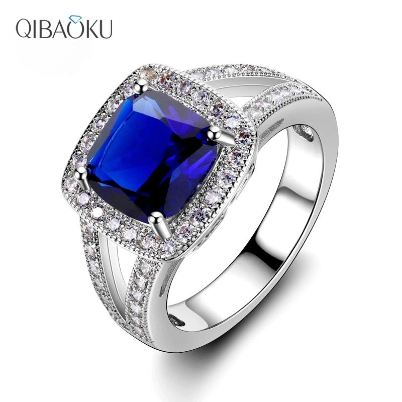 

Classsic Wedding Rings Square Gemstone Topaz 925 Silver Ring For Women Bridal Jewelry Accessories Engagement Party Gift