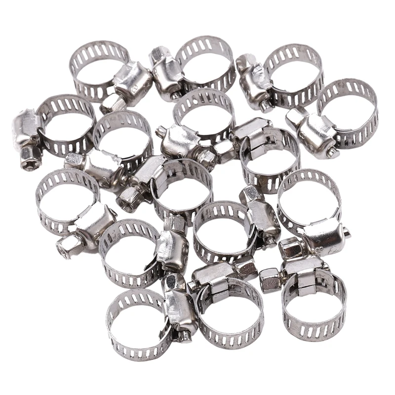 

16 Pcs Stainless Steel Adjustable Car Fuel Hose Clamp Pipe Sealing Clip 6-12 Mm