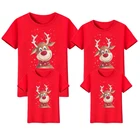 Футболка с рождественским оленем, Санта-Клаусом, подходящая ко всей семье футболка с коротким рукавом для мамы, ребенка, отца, сына, дочери, мальчиков и девочек