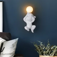 Resin Monkey Bear Led Wall Lamps Art Deco White Black Wall light For Hallway Dining Room Children Bedroom Bedside Light Fixtures