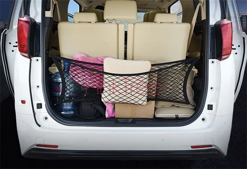 Organizador de carga para maletero de coche Toyota Vellfire Alphard, red de malla elástica de nailon con 4 ganchos de plástico