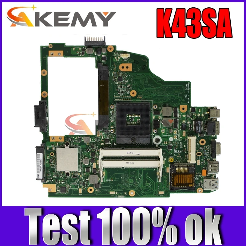 

Akemy K43SA Laptop motherboard for ASUS K43S A43S X43SA A43SA K43 Test original mainboard