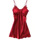 Пикантная Женская шелковая атласная пижама, Женская кружевная Пижама с V-образным вырезом, одежда для сна на осень и зиму, Женская домашняя одежда без рукавов, ночное белье