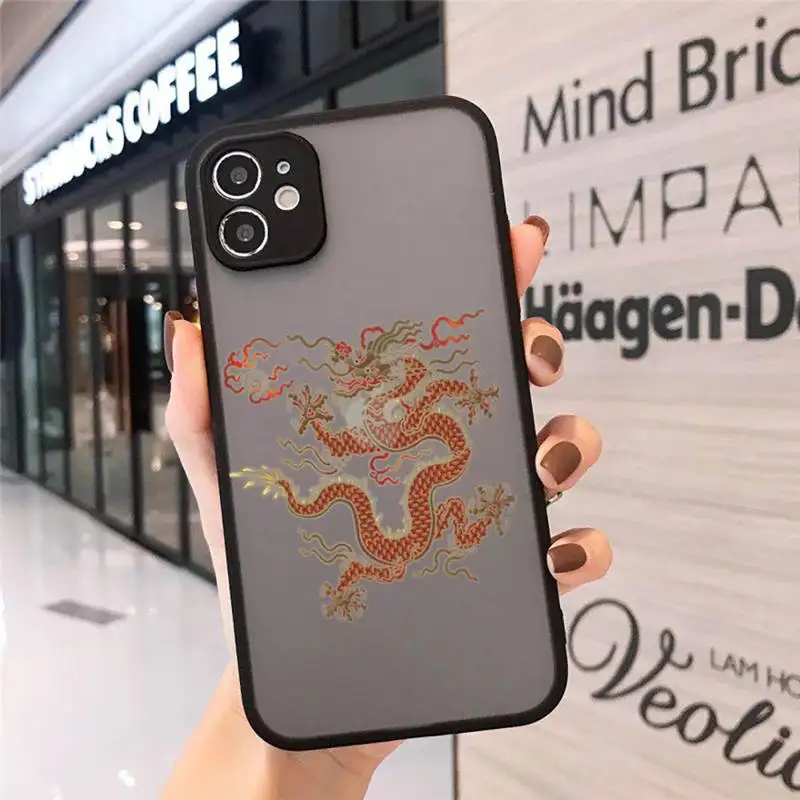 

dragon animal original art cartoon Phone Cases Matte Transparent for iPhone 7 8 11 12 s mini pro X XS XR MAX Plus cover funda