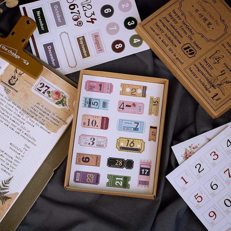 Ретро календарь с цветами наклейки индексы пуля журнал декоративные из рисовой