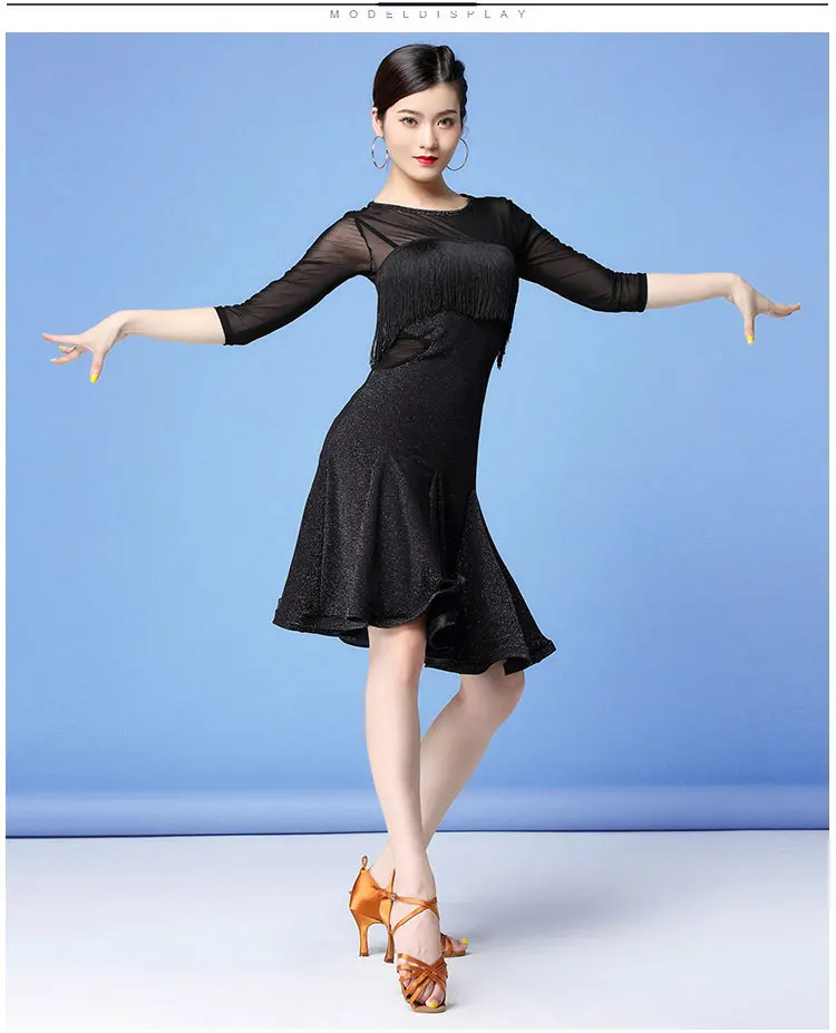 Женское платье для латинских танцев взрослых новое модное Fishbone одежда