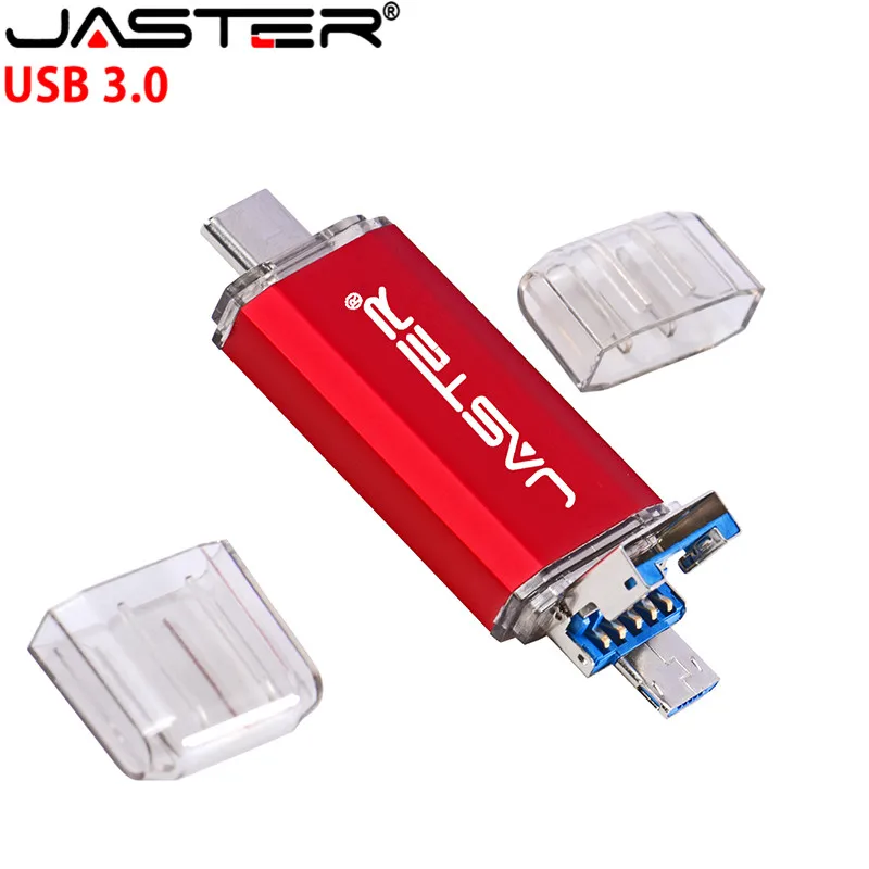 JASTER Новый 2 в 1 OTG (Android & PC Type_C) флеш накопитель USB 3 0 Металлический пользовательский