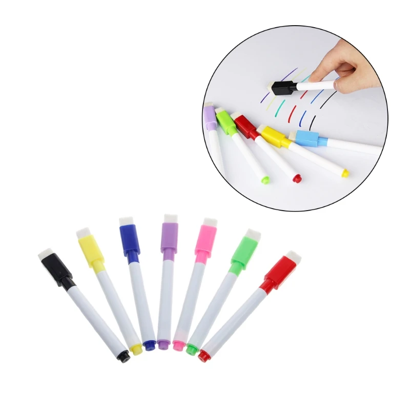 5Pcs Whiteboard Pen Markers with Erasable Brush Writing for Ceramics White Board Plastic Products Fine Size Nip Random Color | Канцтовары