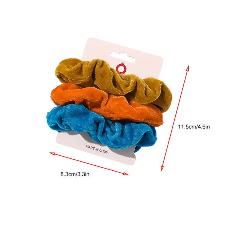 

3Pcs Christmas Scrunchie Set Velvet Scrunchies Pack Elastic Hair bands Solid Color Headband Ponytail Hair Ropes Hair Accessories