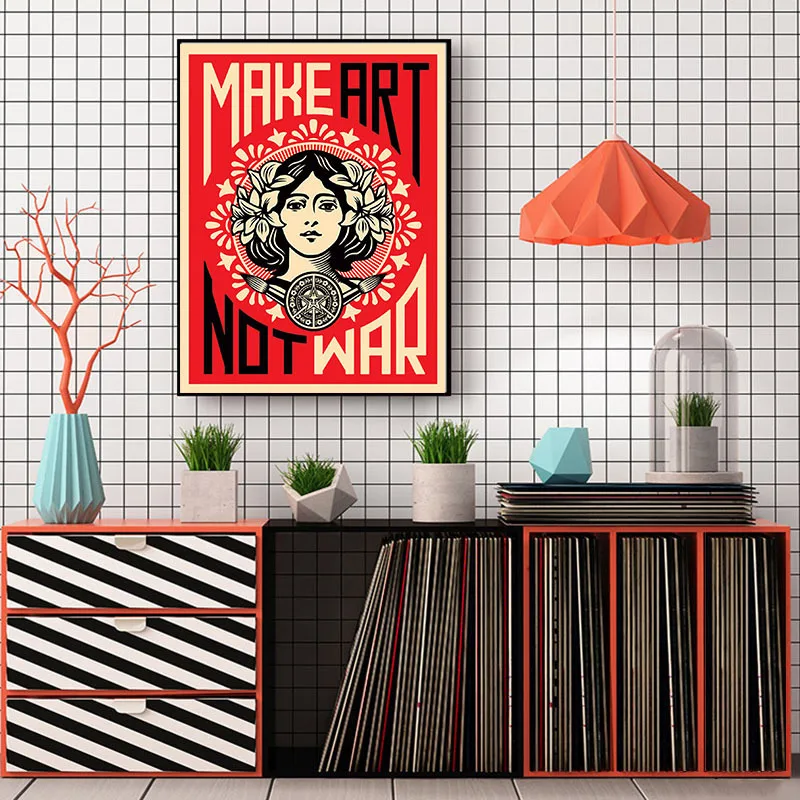 Сделать искусство не войны Shepard Fairey плакат холст картины на стену HD печать для украшения комнаты домашний декор