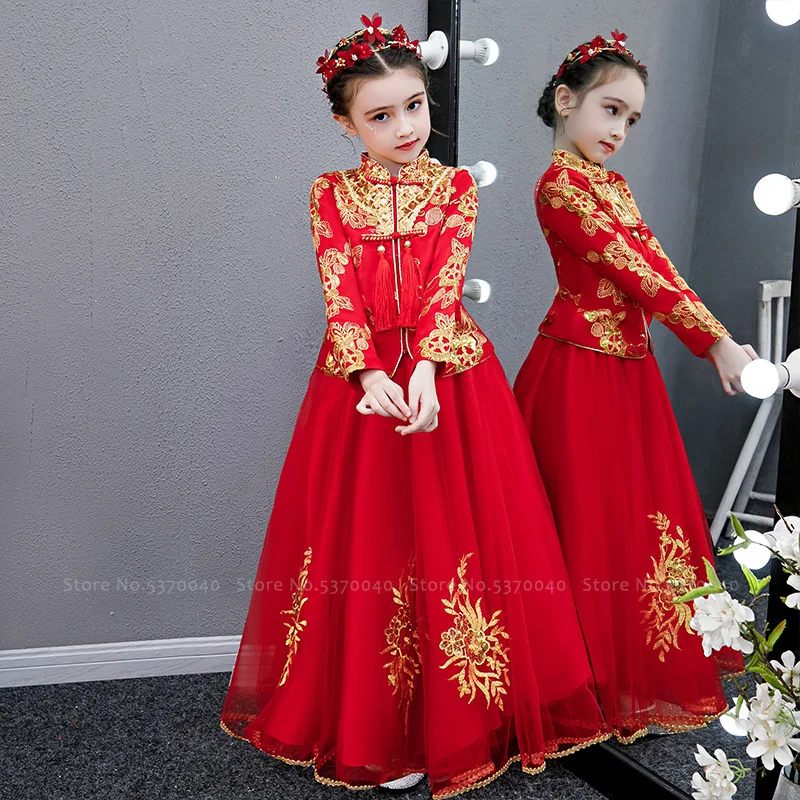 Девушки Традиционный китайский костюм Hanfu Tang детская сказочная юбка принцессы