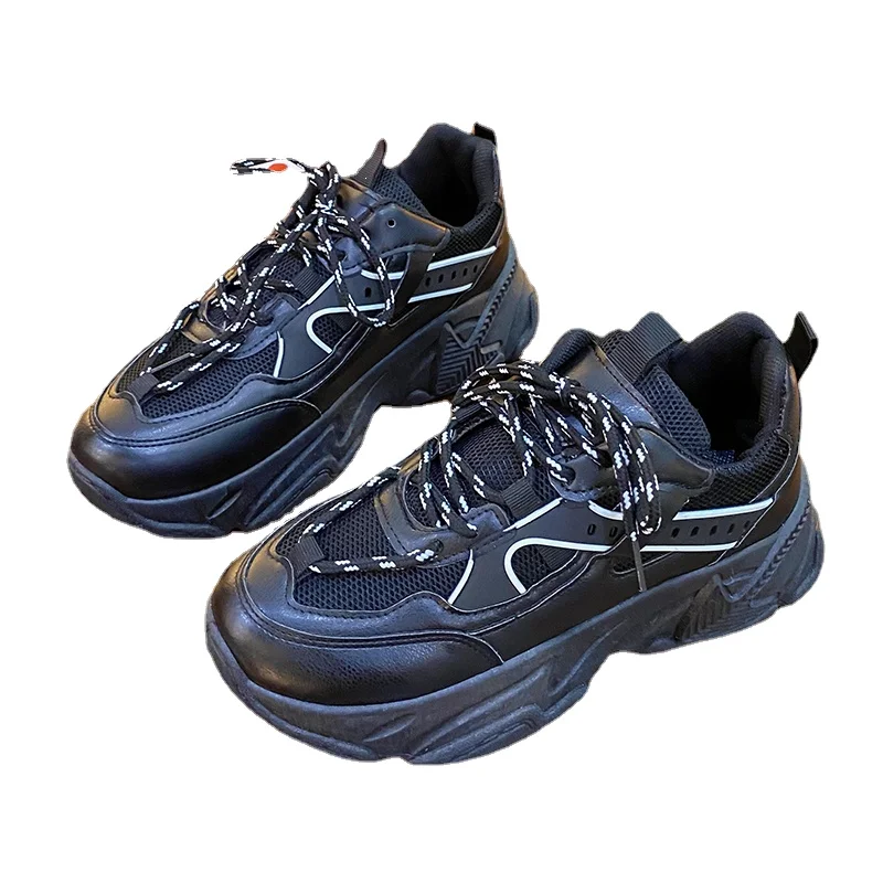 

Women's Shoes Thick-soled Sneakers 2021 New Fashion Breathable Lace-up Sneakers Tennis Vulcanized Shoes Female Old Casual Shoes