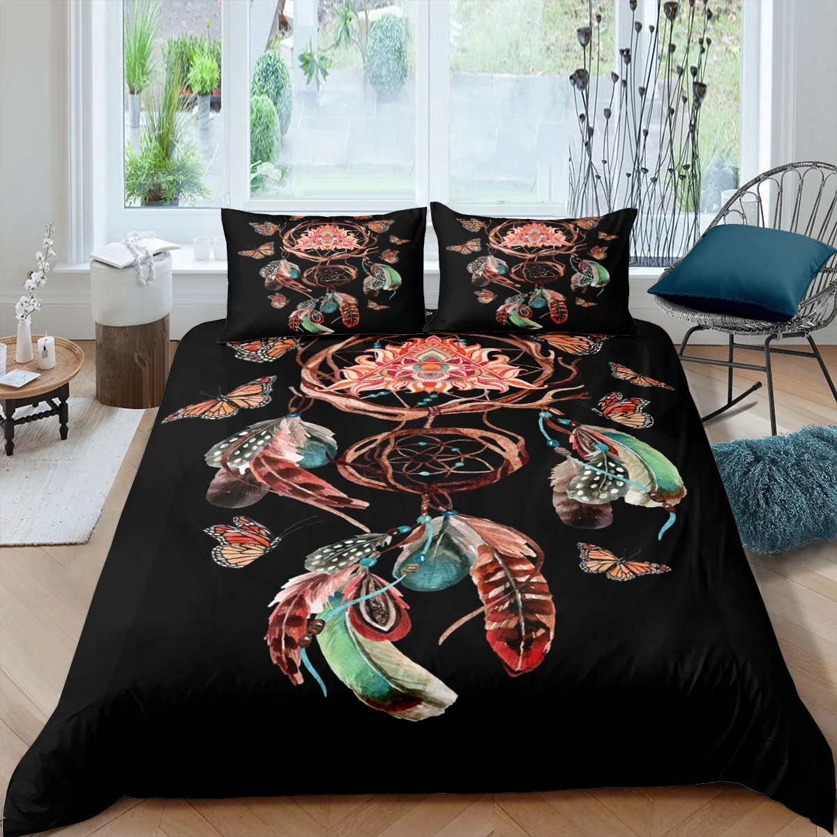 

A Nice Night Dreamcatcher Printed Bohemia Comforter Duvet Cover Set Queen Size Dream Catcher Quilt Bedding Sets