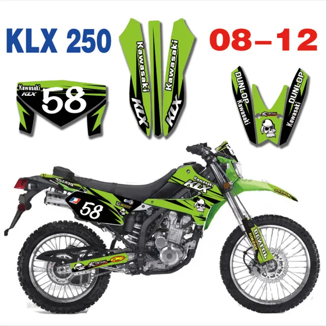 Для Kawasaki KLX250 графика и фоны наклейки наборы подходят для Kawasaki KL250X 250KLX KLX 250 2008 2009 2010 2011 2012