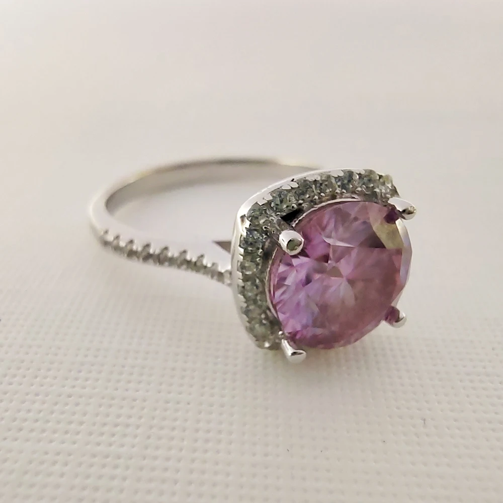 Luomansi классическое серебряное кольцо для женщин 1 2ct Розовый Зеленый Муассанит