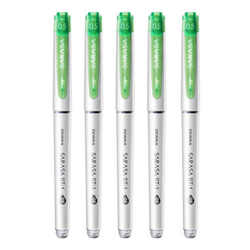 5pcs green Зебра 5/10 шт. ручка с чернилами стандартных цветов JJZ58 SARASA 0,5 мм Большой Ёмкость студент экспертизы подпись в офисе ручка красный, синий и черный - Цвет: 5pcs green