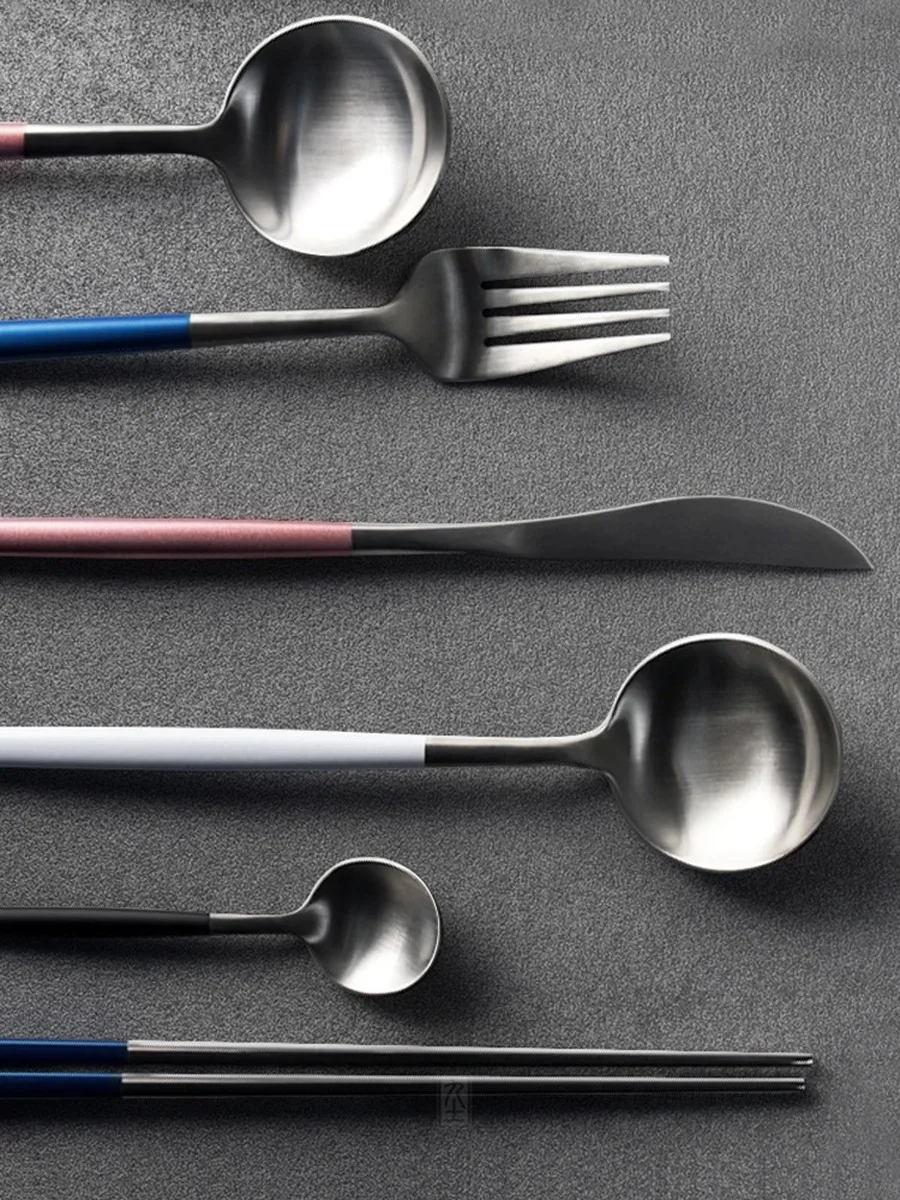 Портативный набор столовых приборов из нержавеющей стали 4 цвета | Дом и сад