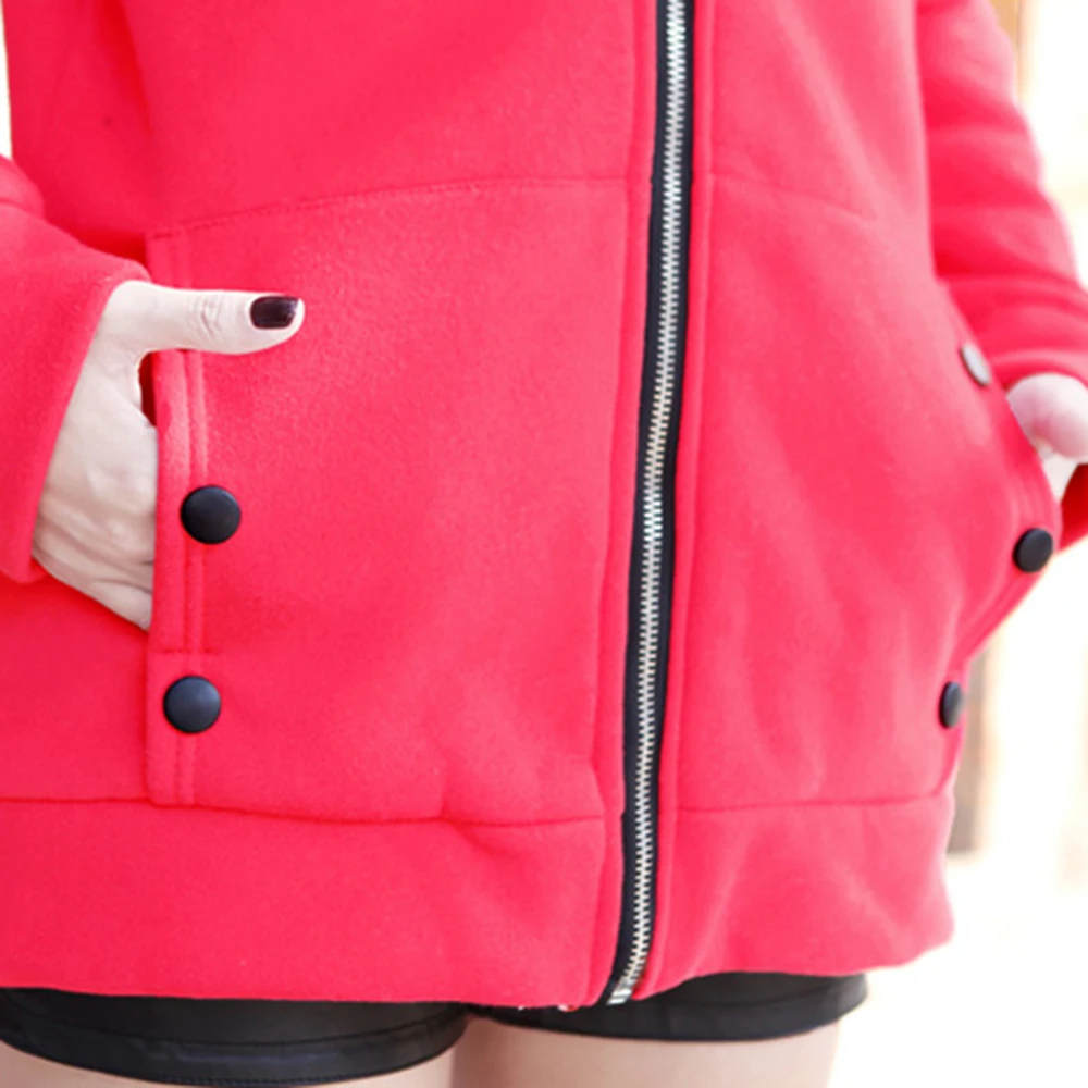 vertvie winter jacket women solid hooded thick fleece casual jacket female fashion slim plus size coats streetwear jackets Mujer