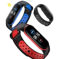 breathable strap for xiaomi mi band 4 5 3 6 two color sport silicone wristband for mi band 6 4 3 5 bracelet replacement strap b