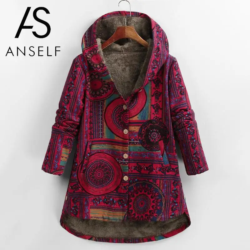 Женское зимнее пальто женское из искусственного меха винтажное с геометрическим