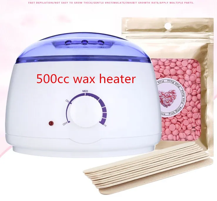 Electric 500cc   wax warmer  Hair Removal Wax- Heater Wax Beans 10pcs Wood Stickers Sets Waxing Kit cera depilator enlarge