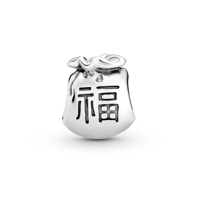 2 шт./лот, подлинные серебряные бусины с надписью Lucky Cat& Lucky Bag, подходят к оригинальному браслету Pandora, ожерелье, сделай сам, бисер для изготовления ювелирных изделий