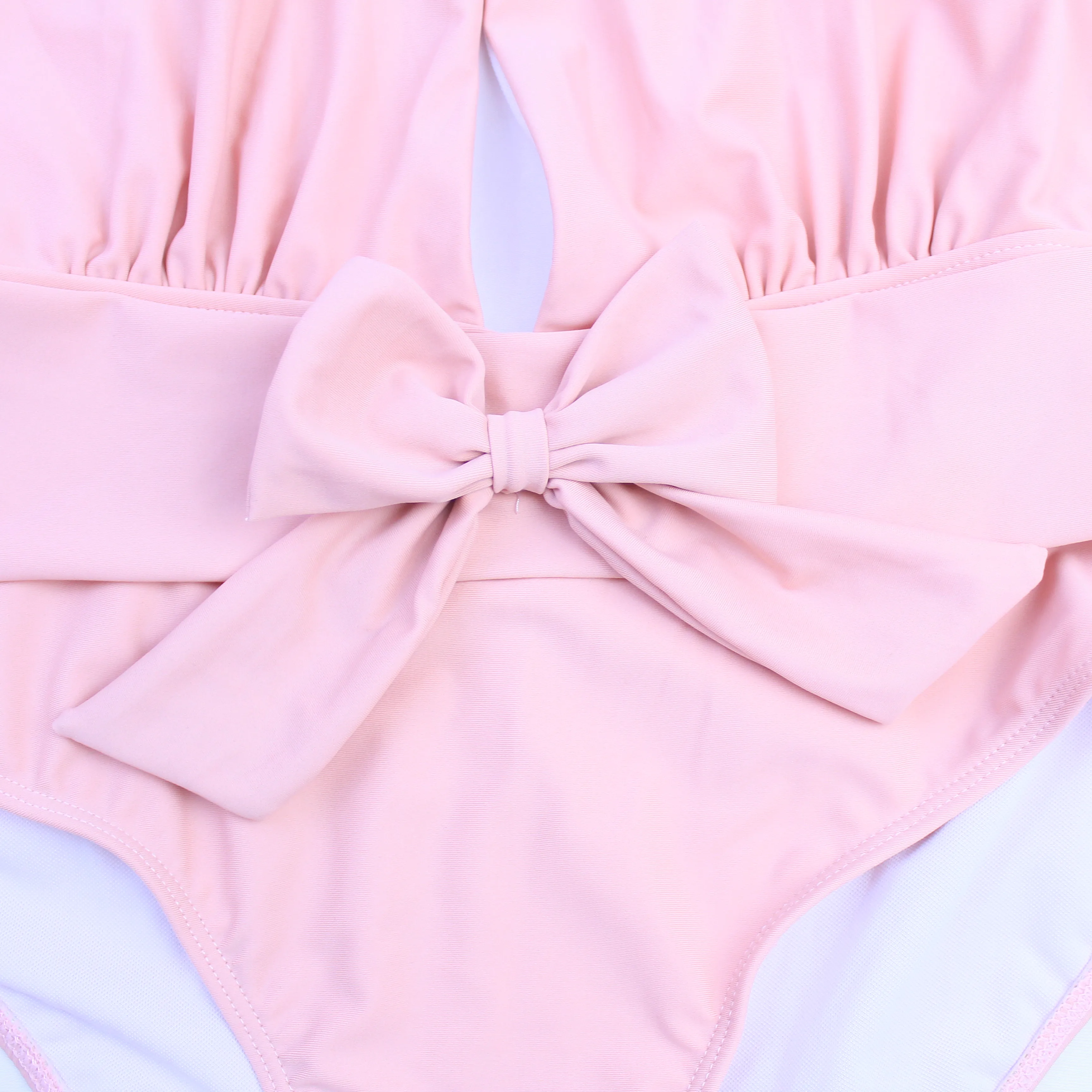 

New Sexy 2020 One Piece Swimsuit Female Halter Solid Color Low Out Swimsuit Backless Bow Women Bathing Suit Elastic Swimming Sui